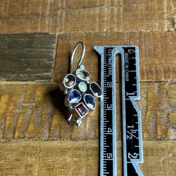 Sterling Silver Multi Gemstone Earrings, Vintage, Rare find. - Picture 6 of 9